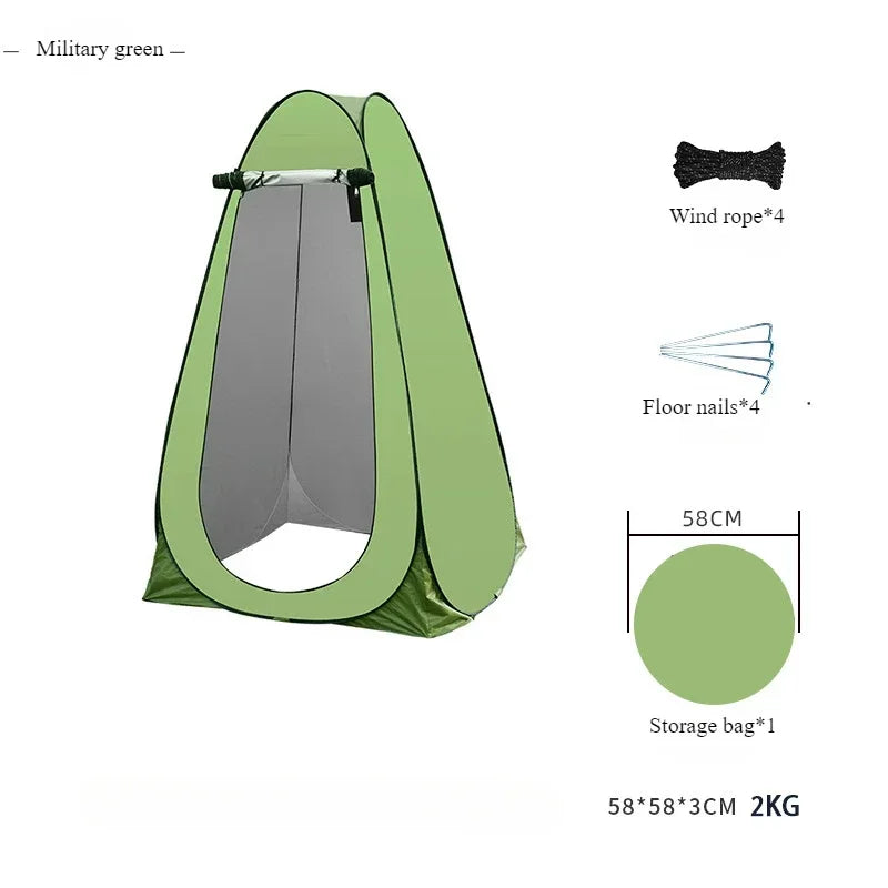 Shower Tent Outdoor Camping Camping Mobile Toilet Changing Clothes Tent Toilet Tent Single Bath Cover with Window Army Green