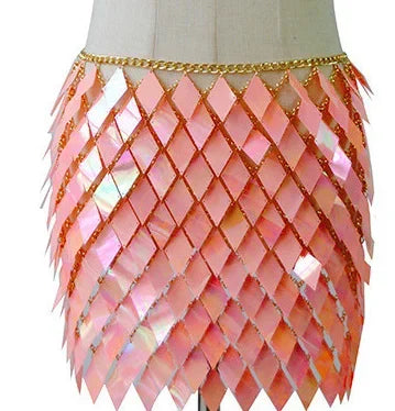 Sequins Skirt Set Women Festival Party Rave Outfit Backless Sexy Body Chain Nightclub Gogo Dancer Costume Summer Beach Wear Jazz