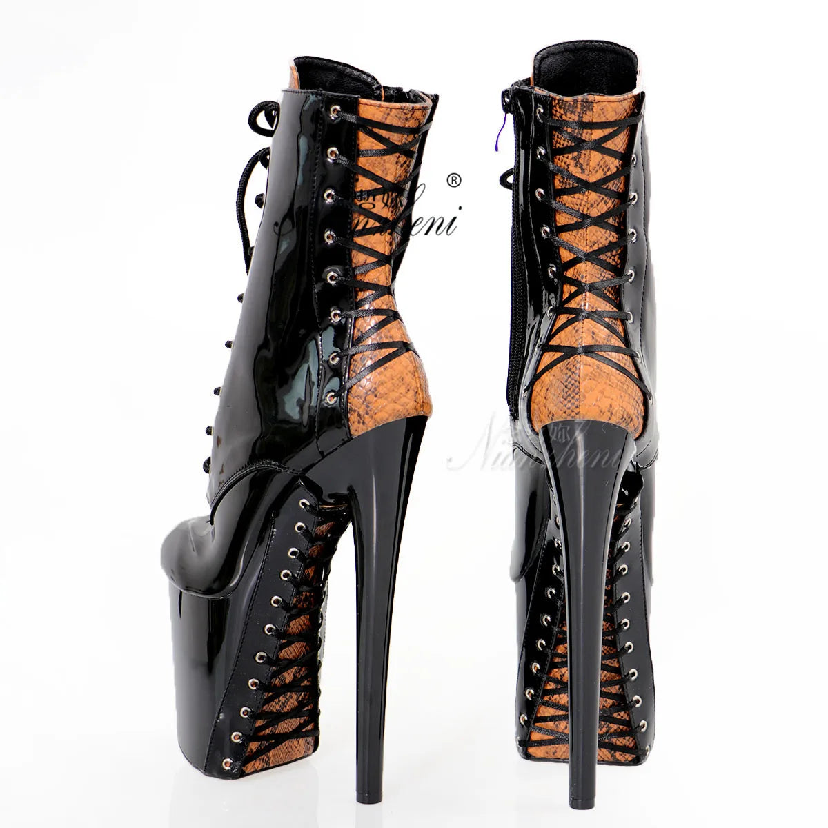 Clubbing gladiator Big Size Pole Dance Shoes Platform Ankle Boots 20cm Lace Up Stripper 8Inches High Heels Exotic Sexy Fetish