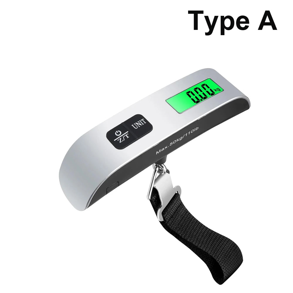 110Lb/50Kg Portable Digital Luggage Weight Scale LCD Display Pocket Electronic Suitcase Travel Scale Balance Baggage Weight Tool