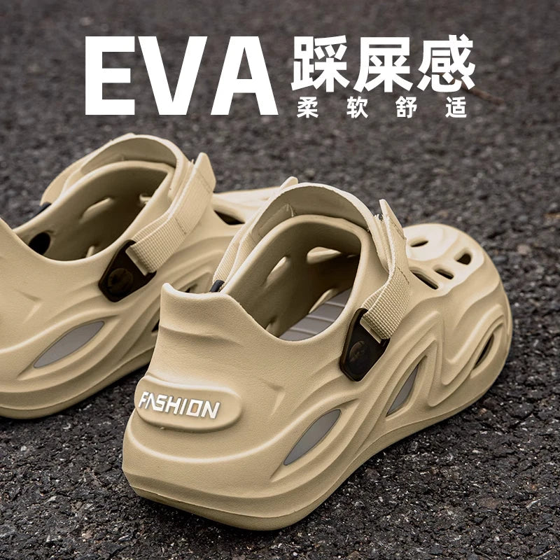 Summer Eva Commuting Slides Clogs Men's Slippers Sandals Beach Water Shoes Trendy Flip Flops Male Slipper Camping Driving