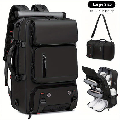 Large Capacity Multi-Functional Backpack - Spacious Hiking & Camping Knapsack with Shoes Compartment, USB Charging Port, Padded Laptop Sleeve, and Multiple Compartments - Ideal for Men, Women, Business, College, and Outdoor E