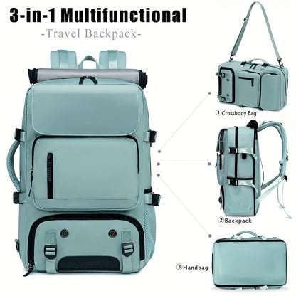 Large Capacity Multi-Functional Backpack - Spacious Hiking & Camping Knapsack with Shoes Compartment, USB Charging Port, Padded Laptop Sleeve, and Multiple Compartments - Ideal for Men, Women, Business, College, and Outdoor E