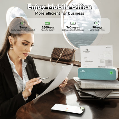 PeriPage A40 Mini Thermal Printer - Wireless Portable Printer for Android and iOS - Prints 8.26" x 11.69" US Letter, Tattoo Paper, and Documents with Inkless Technology