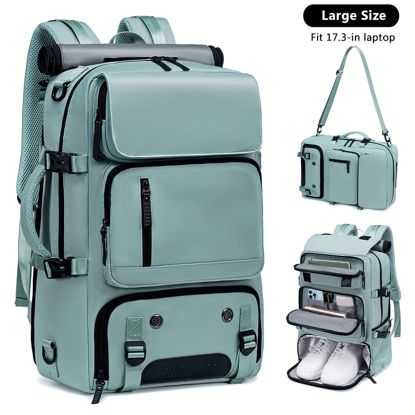 Large Capacity Multi-Functional Backpack - Spacious Hiking & Camping Knapsack with Shoes Compartment, USB Charging Port, Padded Laptop Sleeve, and Multiple Compartments - Ideal for Men, Women, Business, College, and Outdoor E