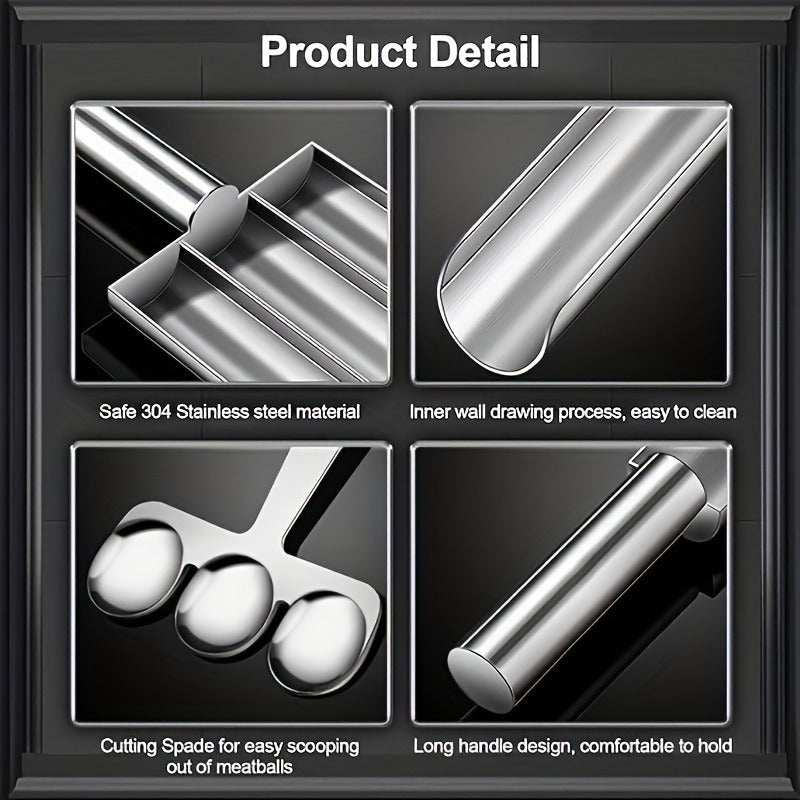 1pc Triple Meatball Maker - Non-Stick Multi-Functional Mold for DIY Meatball, Salad Sandwich, Cookie Dough, and Ice Pastry - Easy-to-Use Cooking Tool for Restaurant Kitchen and Home Cooking Enthusiasts