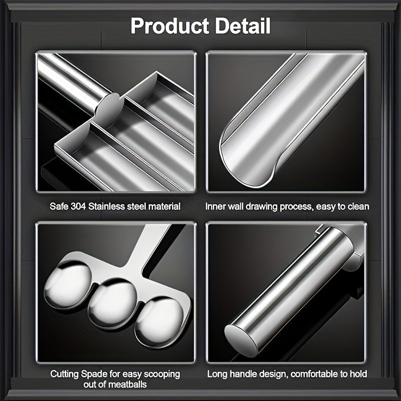 1pc Triple Meatball Maker - Non-Stick Multi-Functional Mold for DIY Meatball, Salad Sandwich, Cookie Dough, and Ice Pastry - Easy-to-Use Cooking Tool for Restaurant Kitchen and Home Cooking Enthusiasts