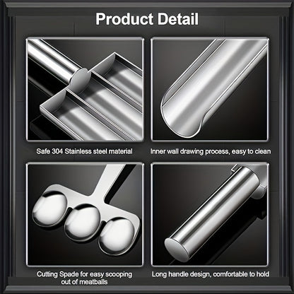 1pc Triple Meatball Maker - Non-Stick Multi-Functional Mold for DIY Meatball, Salad Sandwich, Cookie Dough, and Ice Pastry - Easy-to-Use Cooking Tool for Restaurant Kitchen and Home Cooking Enthusiasts