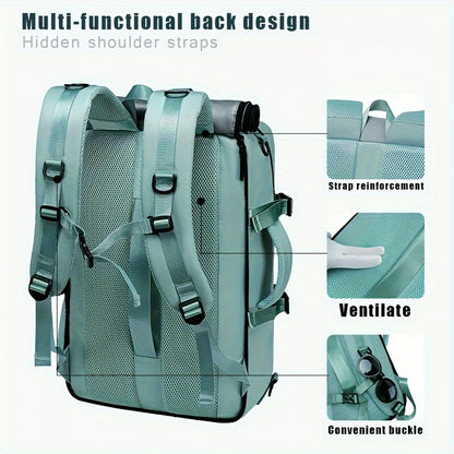 Large Capacity Multi-Functional Backpack - Spacious Hiking & Camping Knapsack with Shoes Compartment, USB Charging Port, Padded Laptop Sleeve, and Multiple Compartments - Ideal for Men, Women, Business, College, and Outdoor E