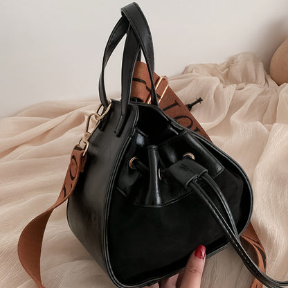 Vintage Chic Triangle Bucket Handbag - Spacious Drawstring Crossbody Bag with Trendy Niche Design, Stylish Women's Accessory for Daily Use and Travel