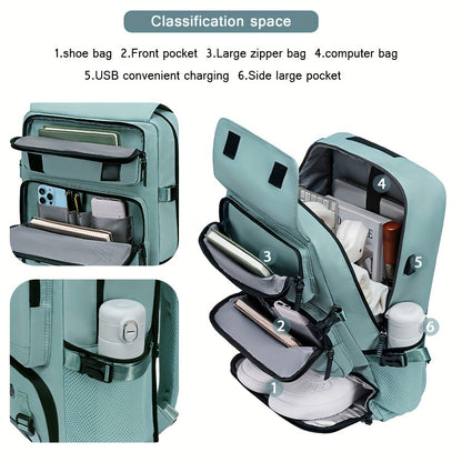 Large Capacity Multi-Functional Backpack - Spacious Hiking & Camping Knapsack with Shoes Compartment, USB Charging Port, Padded Laptop Sleeve, and Multiple Compartments - Ideal for Men, Women, Business, College, and Outdoor E