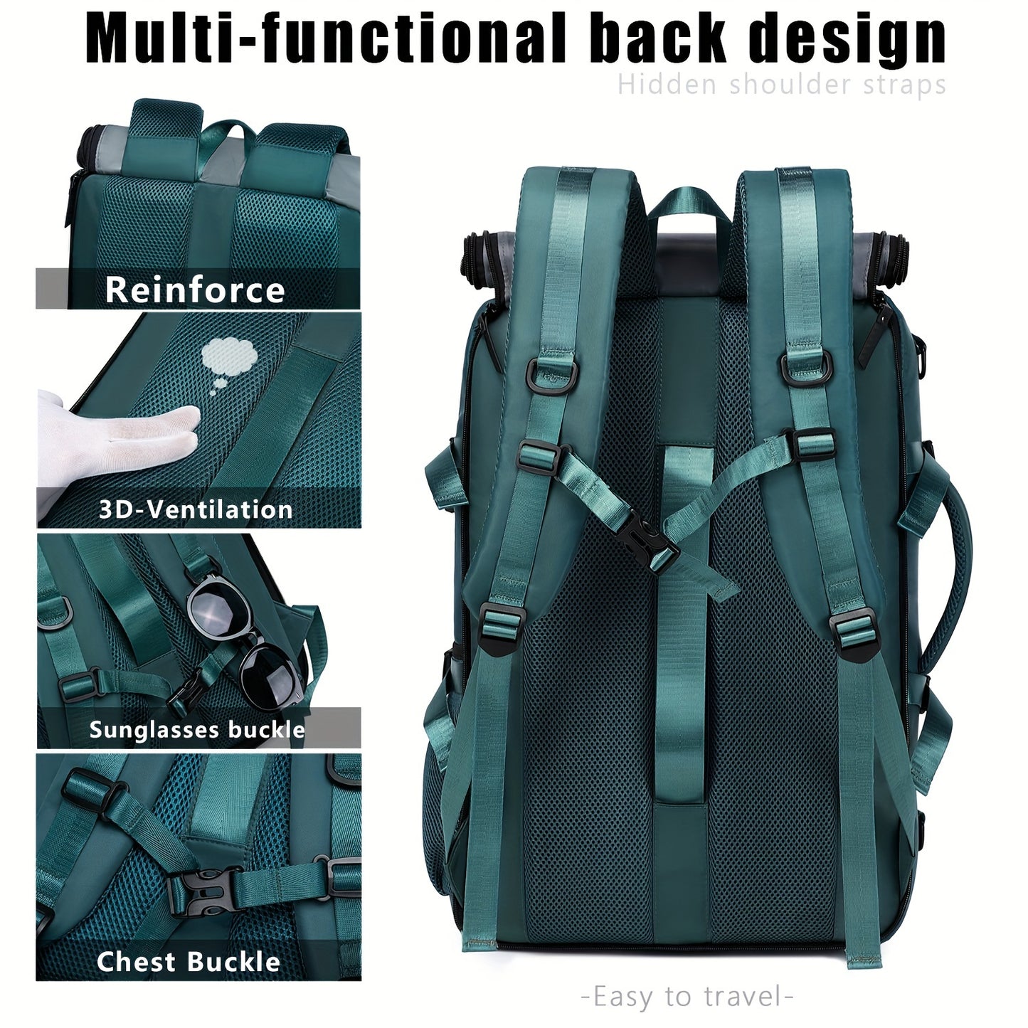 Large Capacity Multi-Functional Backpack - Spacious Hiking & Camping Knapsack with Shoes Compartment, USB Charging Port, Padded Laptop Sleeve, and Multiple Compartments - Ideal for Men, Women, Business, College, and Outdoor E