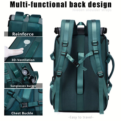 Large Capacity Multi-Functional Backpack - Spacious Hiking & Camping Knapsack with Shoes Compartment, USB Charging Port, Padded Laptop Sleeve, and Multiple Compartments - Ideal for Men, Women, Business, College, and Outdoor E