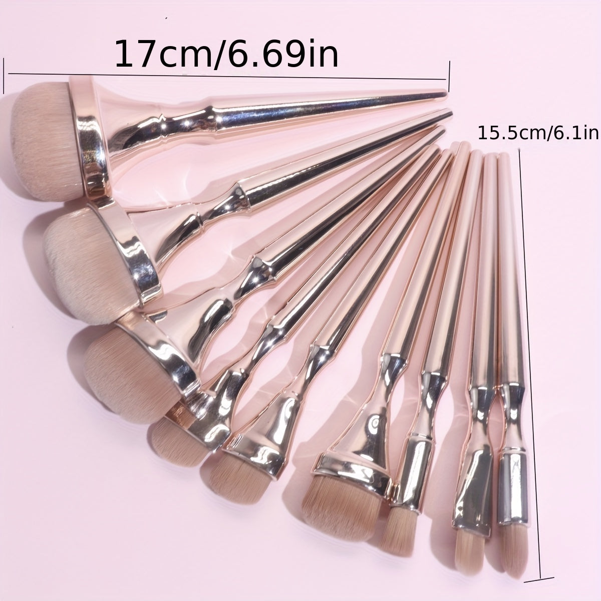 9pcs Pro Makeup Brush Set - Premium Foundation, Blush, Eye Shadow Brushes & 1pc Soft Makeup Sponge - Portable Beauty Tools for Flawless Grooming, Liquid Foundation, BB Cream, Loose Powder Application