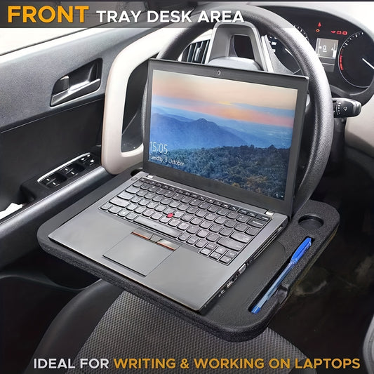 Premium Multifunction Car Steering Wheel Tray - Versatile Portable Table for Eating, Working & Storing - Perfect Workstation on Wheels, Fits Most Cars
