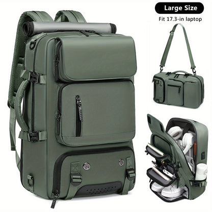Large Capacity Multi-Functional Backpack - Spacious Hiking & Camping Knapsack with Shoes Compartment, USB Charging Port, Padded Laptop Sleeve, and Multiple Compartments - Ideal for Men, Women, Business, College, and Outdoor E