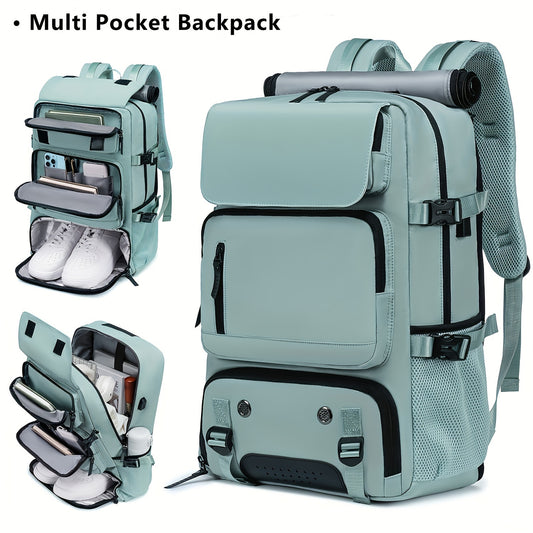 Large Capacity Multi-Functional Backpack - Spacious Hiking & Camping Knapsack with Shoes Compartment, USB Charging Port, Padded Laptop Sleeve, and Multiple Compartments - Ideal for Men, Women, Business, College, and Outdoor E