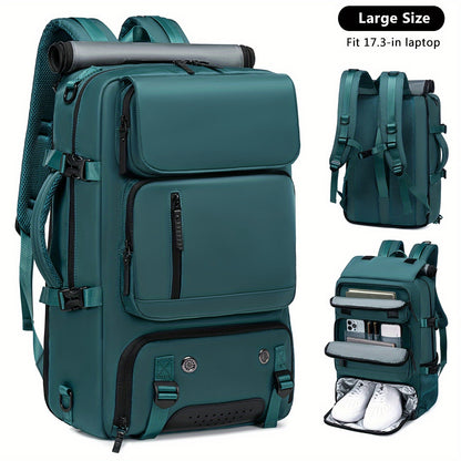 Large Capacity Multi-Functional Backpack - Spacious Hiking & Camping Knapsack with Shoes Compartment, USB Charging Port, Padded Laptop Sleeve, and Multiple Compartments - Ideal for Men, Women, Business, College, and Outdoor E