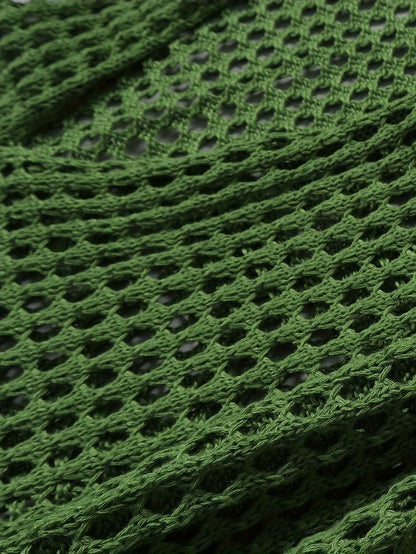 Long Sleeve Off-Shoulder Crop Top & High Waist Split Hem Skirt Set - Elegant Vacation Outfit with Tassel Details, Semi-Sheer Knit Fabric, and Crochet Fringe Hem - Polyester Womens Clothing for Summer