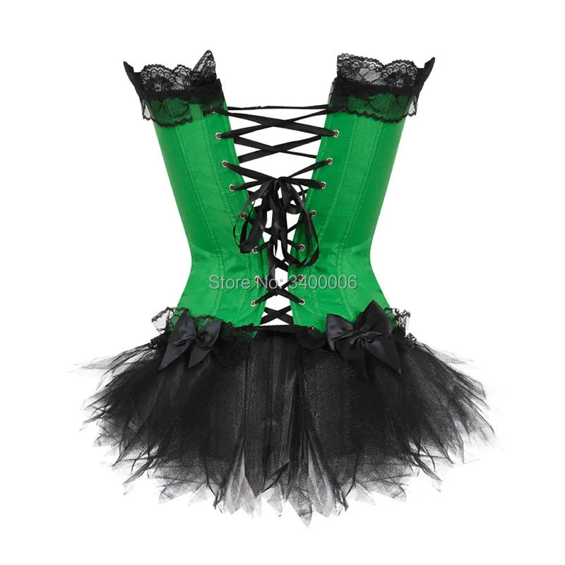 Corset  Dress Tutu Skirt Corset Bustier Lace Party Showgirl Dance Plus Size Gothic Sexy Costume Burlesque Exotic Green Purple