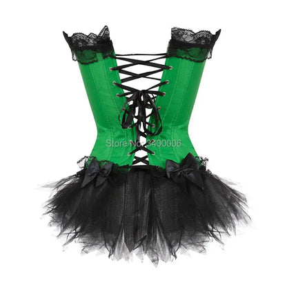 Corset  Dress Tutu Skirt Corset Bustier Lace Party Showgirl Dance Plus Size Gothic Sexy Costume Burlesque Exotic Green Purple