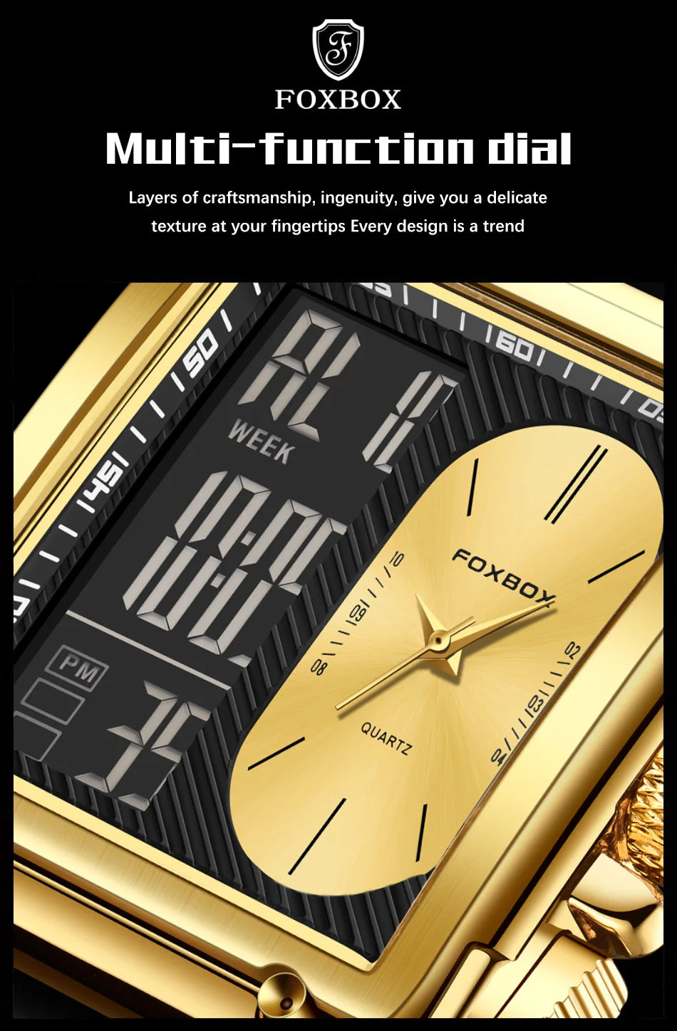 LIGE Fashion Men Quartz Wristwatches FOXBOX Top Brand Luxury Chronograph Square Digital Watch Men Casual Sports Waterproof Clock