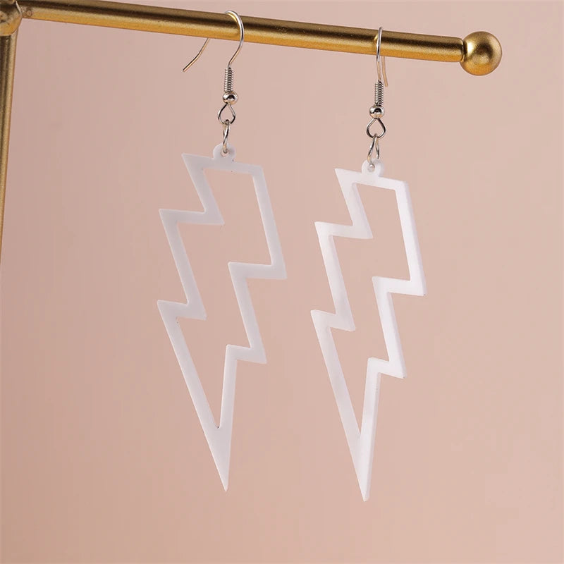 Fashion Candy Color Acrylic Lightning Drop Earrings for Women Cool Long Dangle Earrings Girls Party Festival Jewelry Gifts