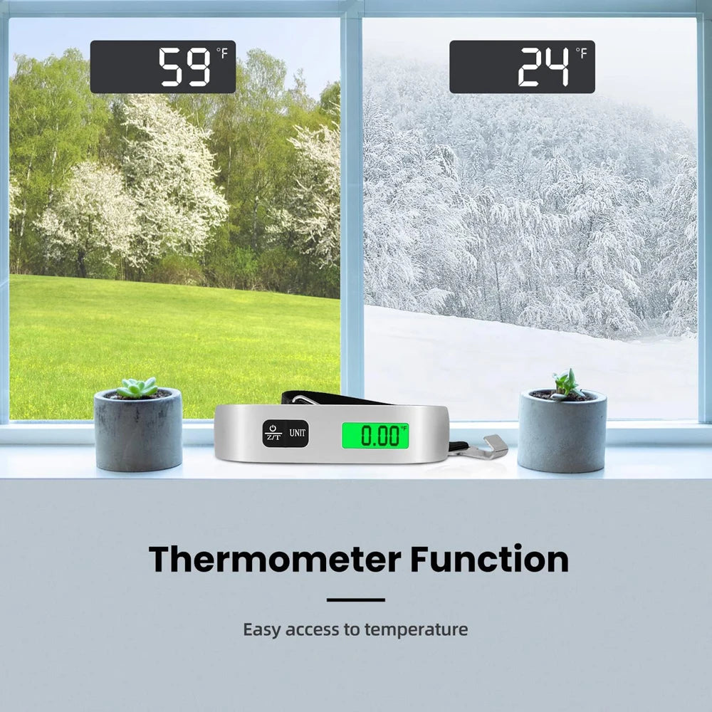 110Lb/50Kg Portable Digital Luggage Weight Scale LCD Display Pocket Electronic Suitcase Travel Scale Balance Baggage Weight Tool