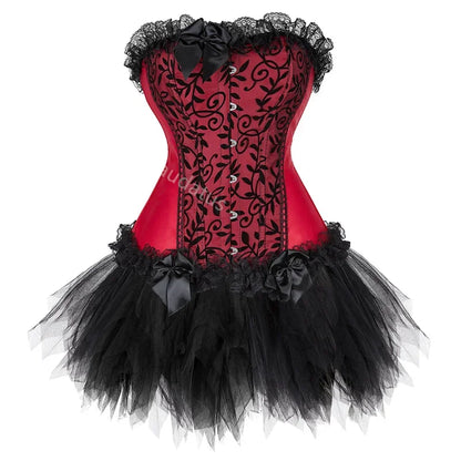 Corset  Dress Tutu Skirt Corset Bustier Lace Party Showgirl Dance Plus Size Gothic Sexy Costume Burlesque Exotic Green Purple