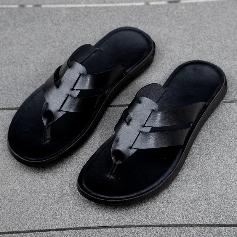 Mens Flip Flops Artificial Leather Slippers Beach Shoes Summer Casual Chanclas Hombre Infradito Uomo Japonki Sales Promotion