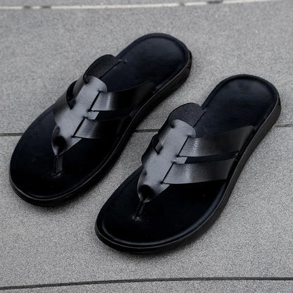 Mens Flip Flops Artificial Leather Slippers Beach Shoes Summer Casual Chanclas Hombre Infradito Uomo Japonki Sales Promotion
