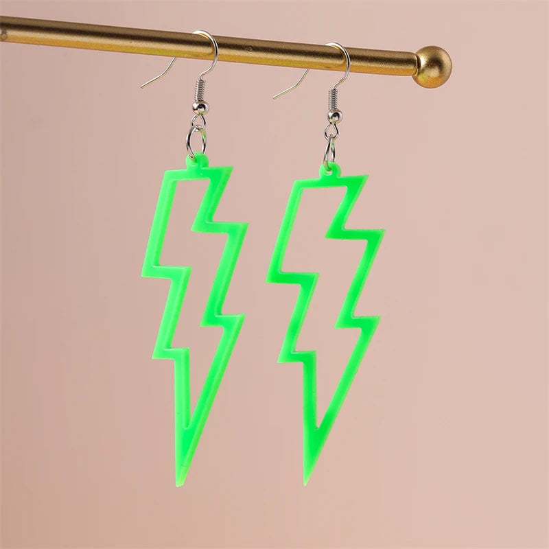Fashion Candy Color Acrylic Lightning Drop Earrings for Women Cool Long Dangle Earrings Girls Party Festival Jewelry Gifts