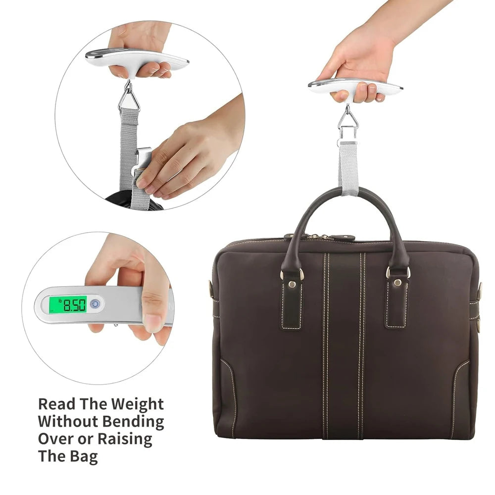 110Lb/50Kg Portable Digital Luggage Weight Scale LCD Display Pocket Electronic Suitcase Travel Scale Balance Baggage Weight Tool