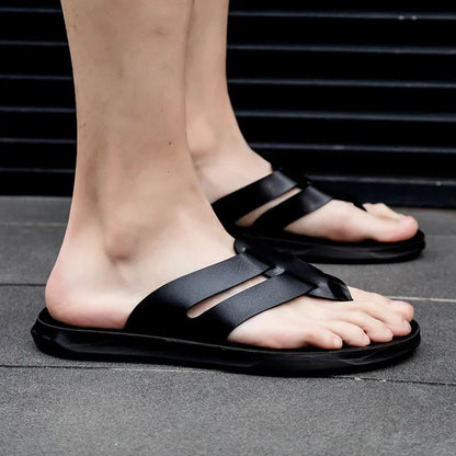Mens Flip Flops Artificial Leather Slippers Beach Shoes Summer Casual Chanclas Hombre Infradito Uomo Japonki Sales Promotion