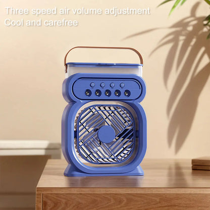 3 In 1 Humidifier Fan LED Night Lights Small Cooling Fan Desktop Spray Fan for Room Bedroom Office Desk