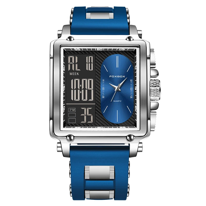 LIGE Fashion Men Quartz Wristwatches FOXBOX Top Brand Luxury Chronograph Square Digital Watch Men Casual Sports Waterproof Clock