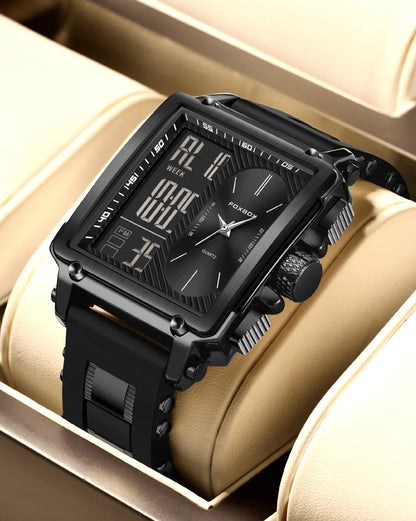 LIGE Fashion Men Quartz Wristwatches FOXBOX Top Brand Luxury Chronograph Square Digital Watch Men Casual Sports Waterproof Clock