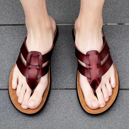 Mens Flip Flops Artificial Leather Slippers Beach Shoes Summer Casual Chanclas Hombre Infradito Uomo Japonki Sales Promotion