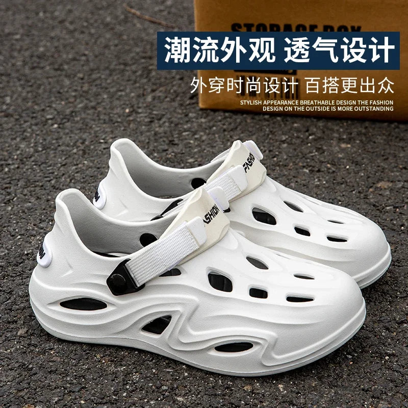 Men Summer Anti-slip Soft EVA Slippers Male Outdoor Hole Garden Sandals Casual Breathable Comfortable Flat Indoor Shoes