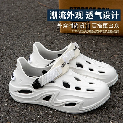 Men Summer Anti-slip Soft EVA Slippers Male Outdoor Hole Garden Sandals Casual Breathable Comfortable Flat Indoor Shoes