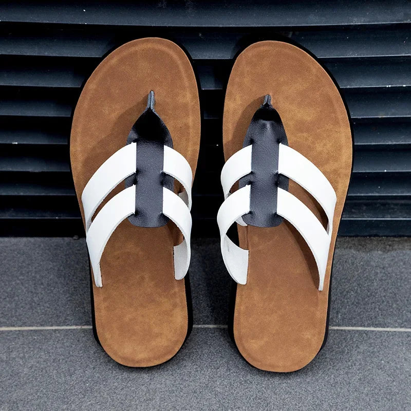 Mens Flip Flops Artificial Leather Slippers Beach Shoes Summer Casual Chanclas Hombre Infradito Uomo Japonki Sales Promotion