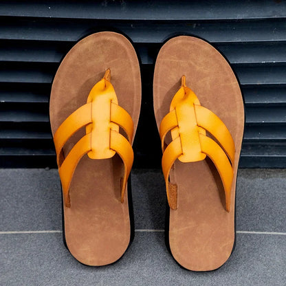 Mens Flip Flops Artificial Leather Slippers Beach Shoes Summer Casual Chanclas Hombre Infradito Uomo Japonki Sales Promotion
