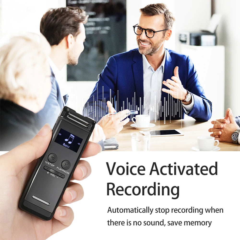 Digital Voice Recorder 32G Activated Record Playback MP3 Music Player w/ Mic Speaker 1536KBPS HD Recording 24 System Languages