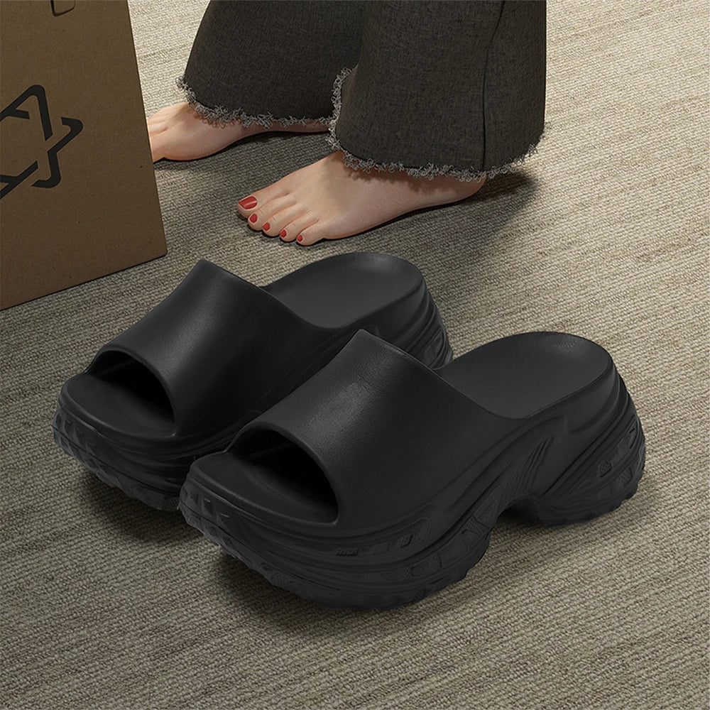 ZHIDA Thick Sole EVA Slippers Women Fashion Soft Home Platform Slippers Outwear Non Slip Elevated Heel Beach Summer Sandals