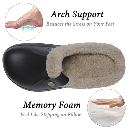 Fashion Men Cotton Slippers Winter Women Men Short Plush Slippers Casual Waterproof Garden Men Shoes New Fur Furry Cotton Shoes