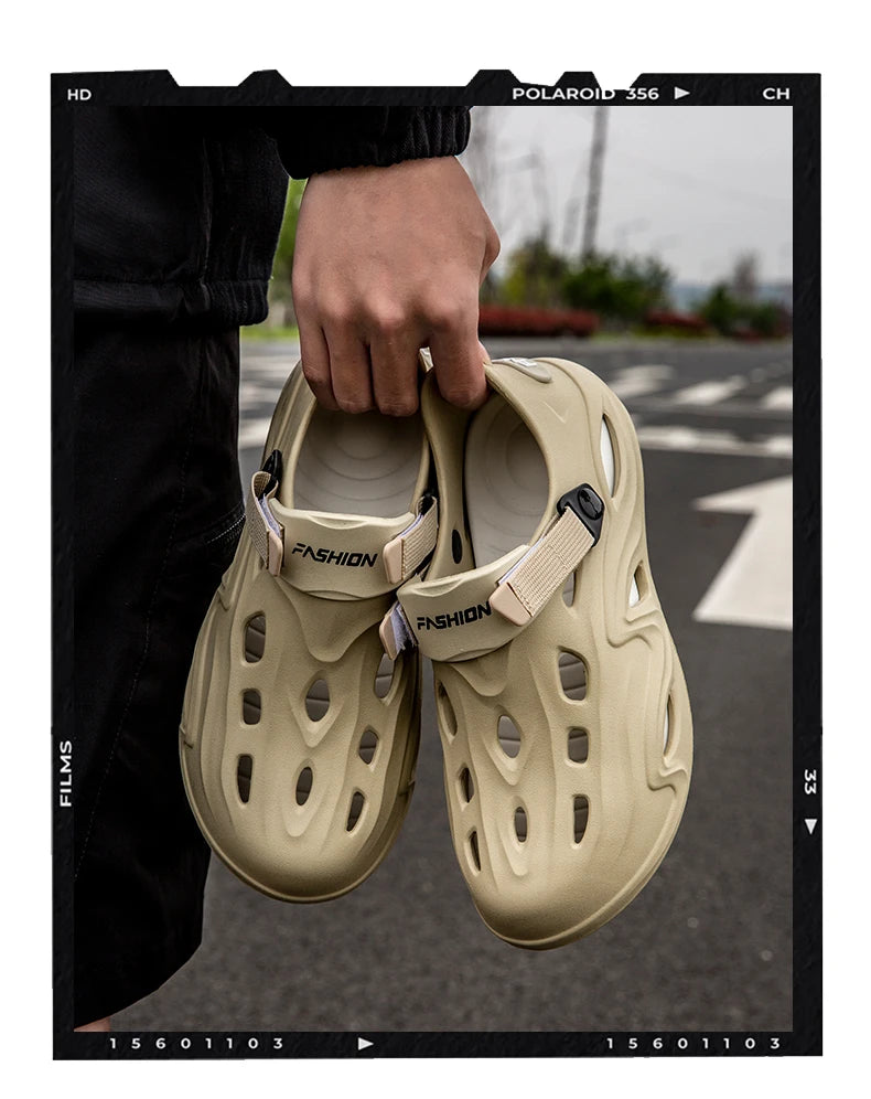 Summer Eva Commuting Slides Clogs Men's Slippers Sandals Beach Water Shoes Trendy Flip Flops Male Slipper Camping Driving