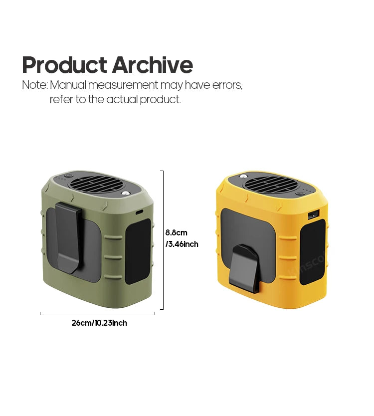 8000mAh Outdoor Waist Fan Portable Multifunctional Camping Fan Bladeless Hanging Neck Fan with Power Bank LED Lighting