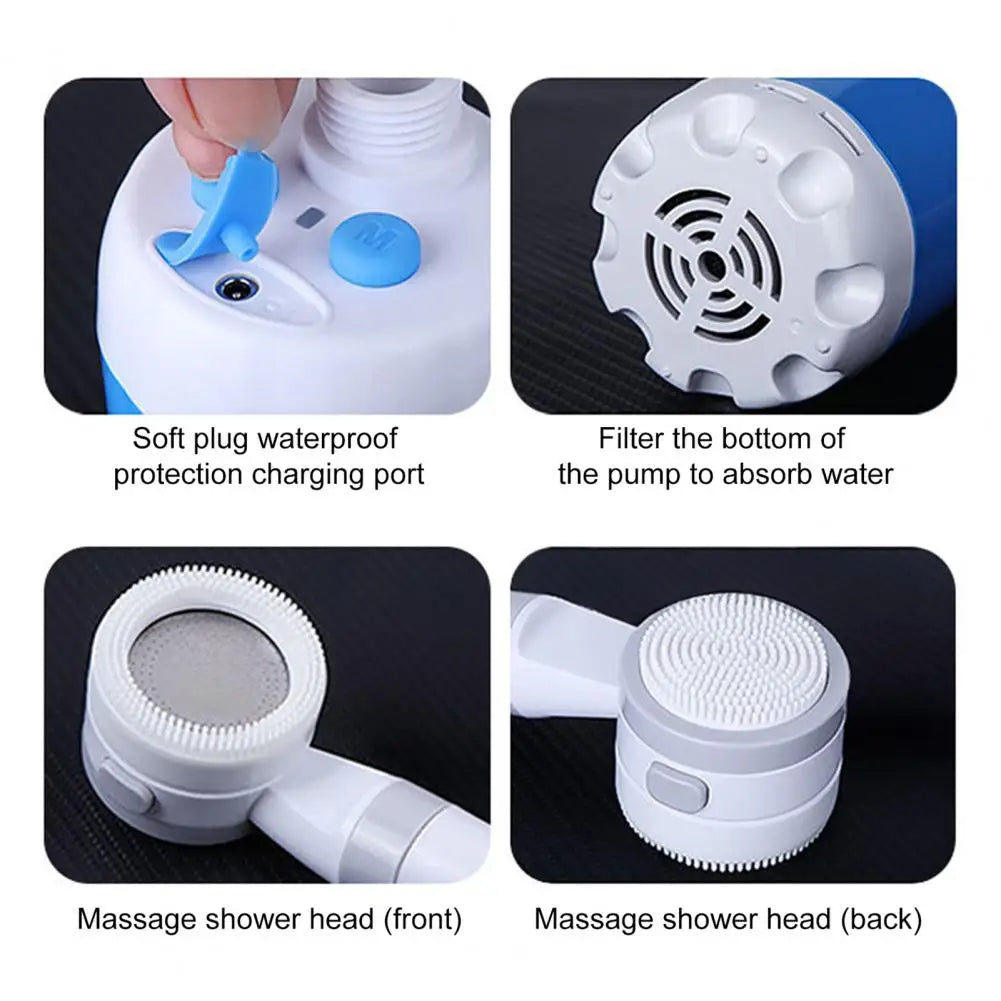 Portable Camping Shower Outdoor Camp Shower Pump,Upgrade Rechargeable Electric Shower Pump with Intelligent Digital Display