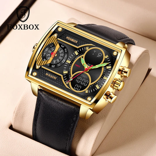 LIGE Digital Men's Watches Fashion Square Military Stainless Casual Sports Quartz Electronic Watch Waterproof Male Alarm Clocks