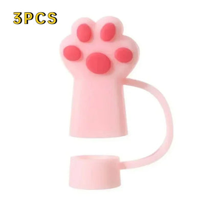 1/3Pcs Cartoon Cute Cat Claw Straw Cover Glass Beverage Dustproof Straw Cover Kitchen Beverage Straw Accessories